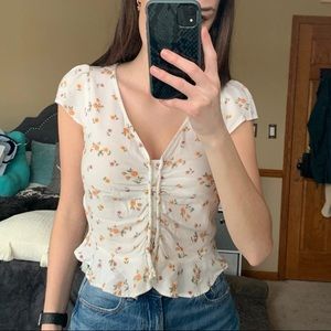 American Eagle Floral Blouse Top